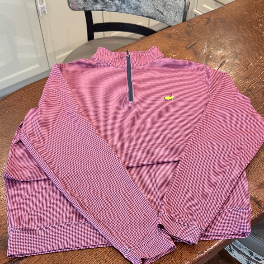 Peter Millar Pink Micro-Check Performance Quarter… - image 1